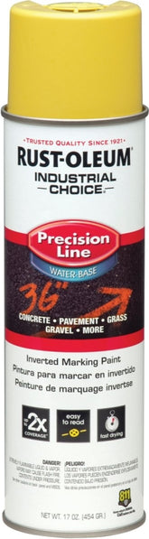 Rust-Oleum 203034 Inverted Marking Spray Paint, Water Base, <5 min Drying, Yellow, 17 oz Can